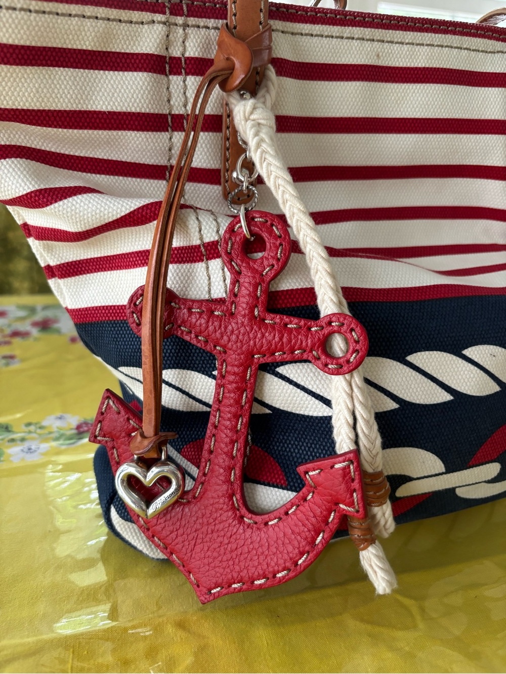 Brighton Nautical Tote with Red Anchor Charm and Red Wallet - Picture 2 of 11